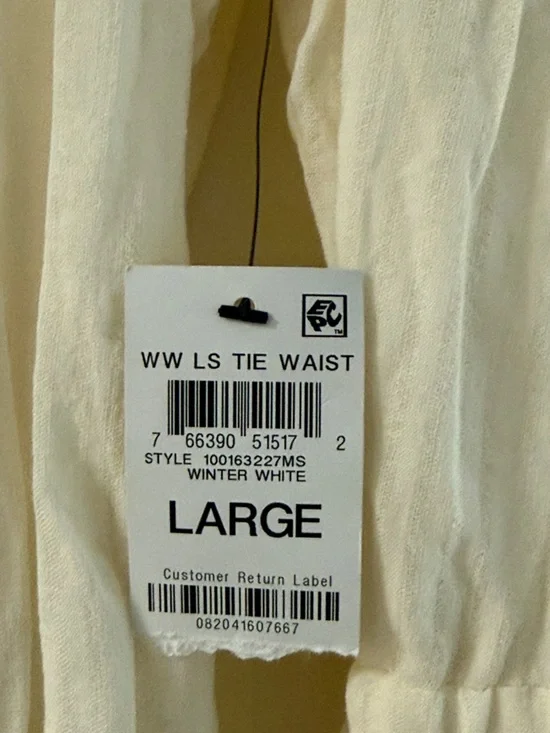 Style & Co Women's Cream Tiered Long-Sleeve Drawstring Dress - Picture 15 of 16